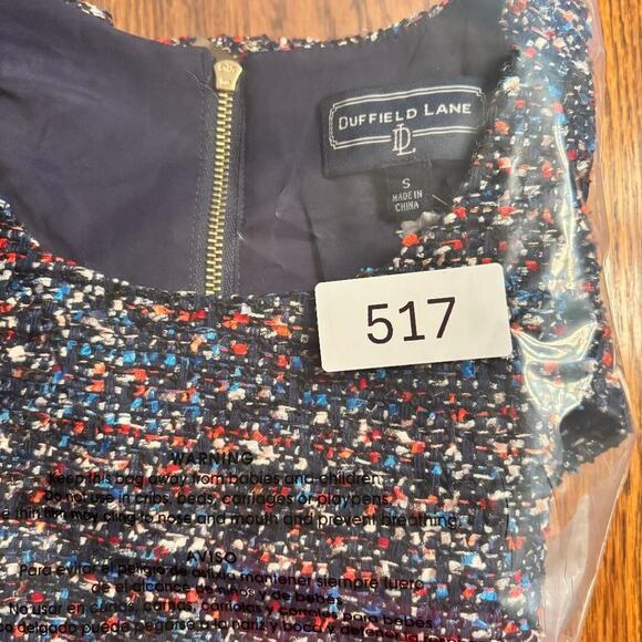 Duffield Lane Navy Confetti Tweed Ellis Top Size S - Picture 13 of 13